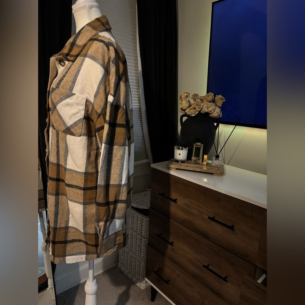 Boyfriend Plaid Button-Up Shirt Dress - Picture 2 of 5